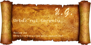 Urbányi Gergely névjegykártya